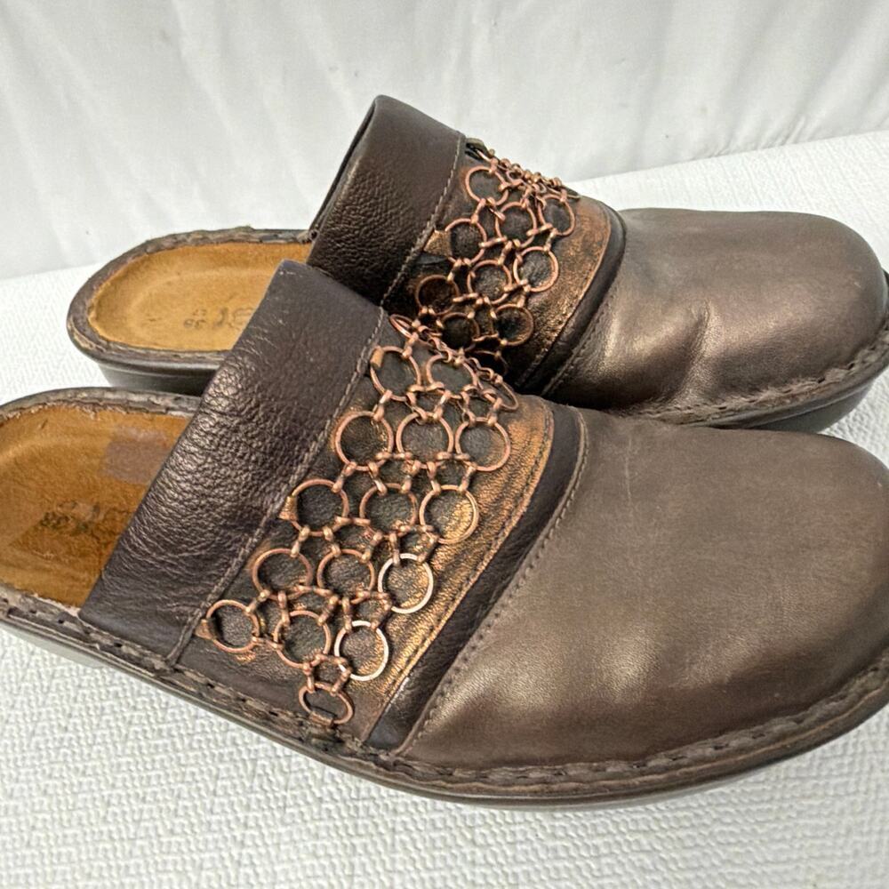 Naot Shoes Womens Size 7 Ankara Mules Copper Chain Detail Made in Israel - Picture 2 of 10